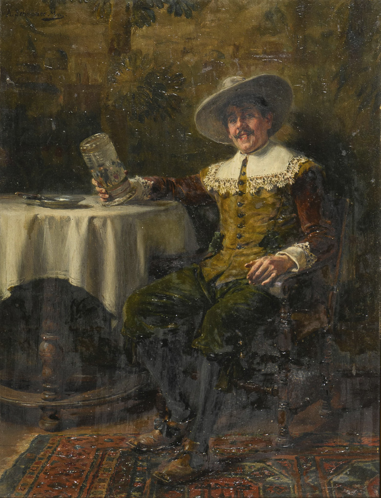Trinkender in historischem Kostüm